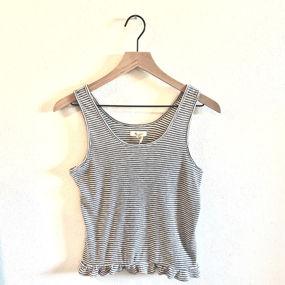 Madewell Ruffle Hem Pajama Tank in Stripe,  XXS